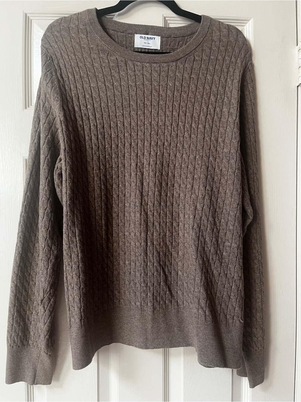 Old Navy Taupe Cable Crewneck Sweater